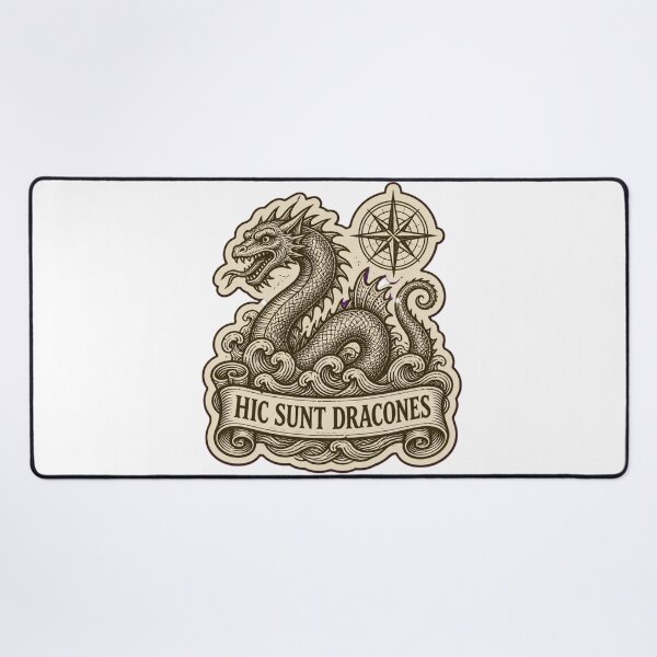 Item preview, Hic Sunt Dracones Medieval Woodcut Dragon | Here Be Dragons Dark Academia Map designed and sold by StickyGuys.
