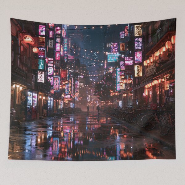 Item preview, Tokyo Neon Cyberpunk Night Street Photography designed and sold by FrostyFrisby.
