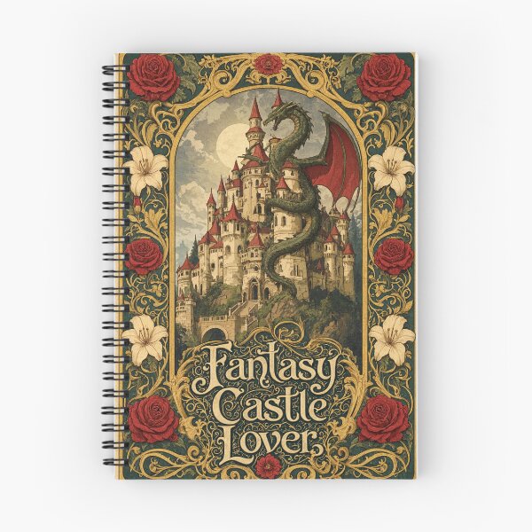 Item preview, Fantasy Castle Lover Art Nouveau Dragon Gothic Illustration designed and sold by JIGUWORLD.