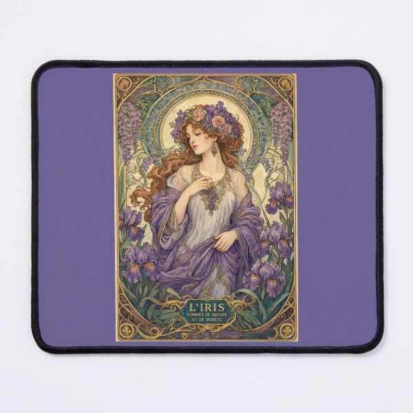 Item preview, L Iris Vintage Portrait: Art Nouveau Purple Floral Poster designed and sold by jo-e-basta.