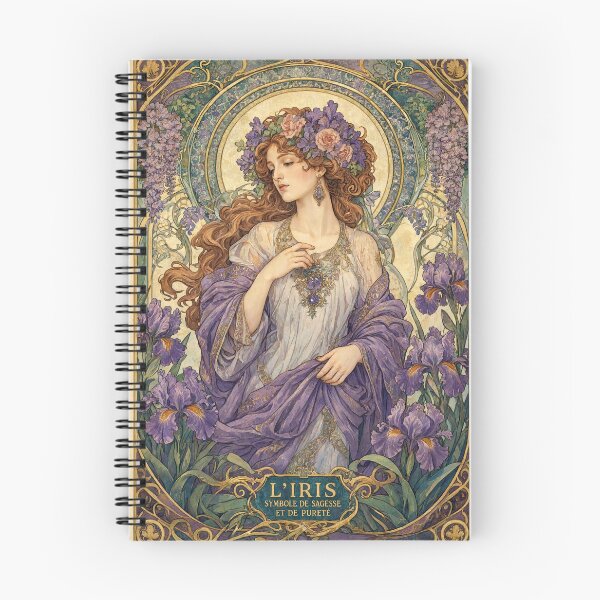 Item preview, L Iris Vintage Portrait: Art Nouveau Purple Floral Poster designed and sold by jo-e-basta.
