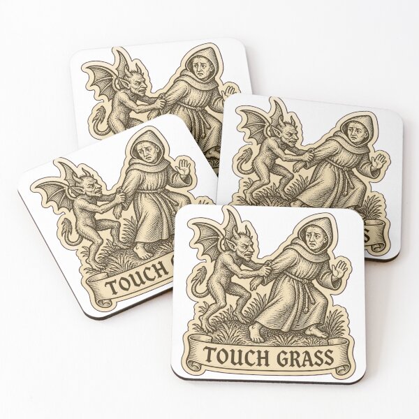 Item preview, Touch Grass Medieval Woodcut Meme | Funny Medieval Art Demon Monk Humor designed and sold by StickyGuys.