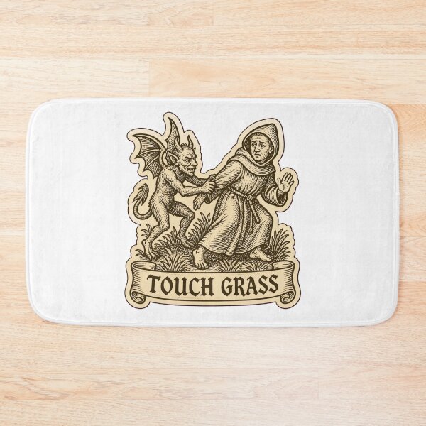 Item preview, Touch Grass Medieval Woodcut Meme | Funny Medieval Art Demon Monk Humor designed and sold by StickyGuys.