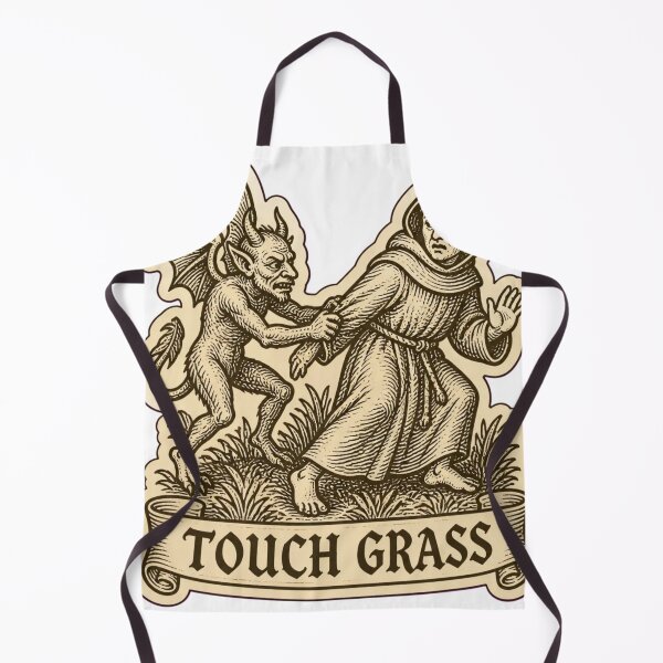 Item preview, Touch Grass Medieval Woodcut Meme | Funny Medieval Art Demon Monk Humor designed and sold by StickyGuys.