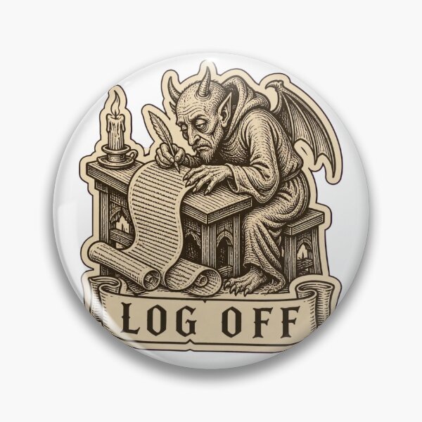 Item preview, Log Off Medieval Woodcut Scribe Demon | Funny Medieval Art Burnout Humor designed and sold by StickyGuys.