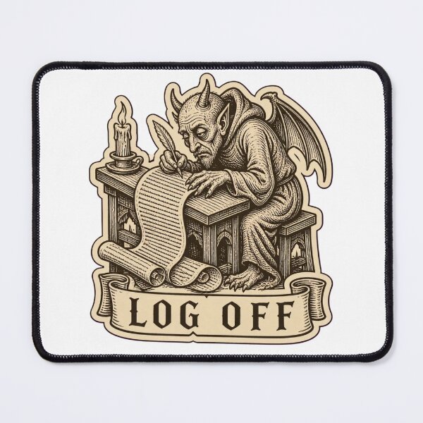 Item preview, Log Off Medieval Woodcut Scribe Demon | Funny Medieval Art Burnout Humor designed and sold by StickyGuys.