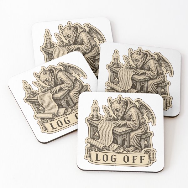 Item preview, Log Off Medieval Woodcut Scribe Demon | Funny Medieval Art Burnout Humor designed and sold by StickyGuys.