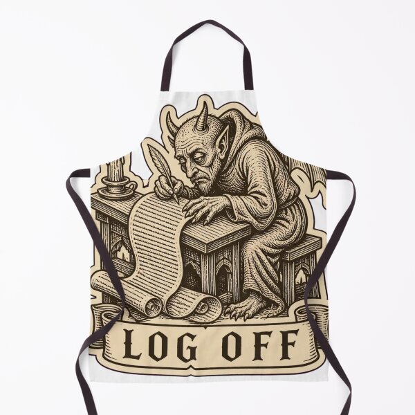 Item preview, Log Off Medieval Woodcut Scribe Demon | Funny Medieval Art Burnout Humor designed and sold by StickyGuys.