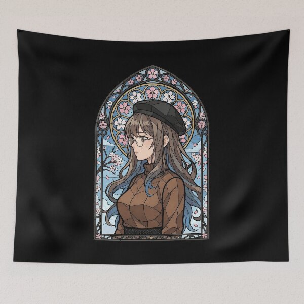 Item preview, Rio Futaba Bunny Girl Senpai Spring Blossom Stained Glass Portrait designed and sold by mildaclairmo.