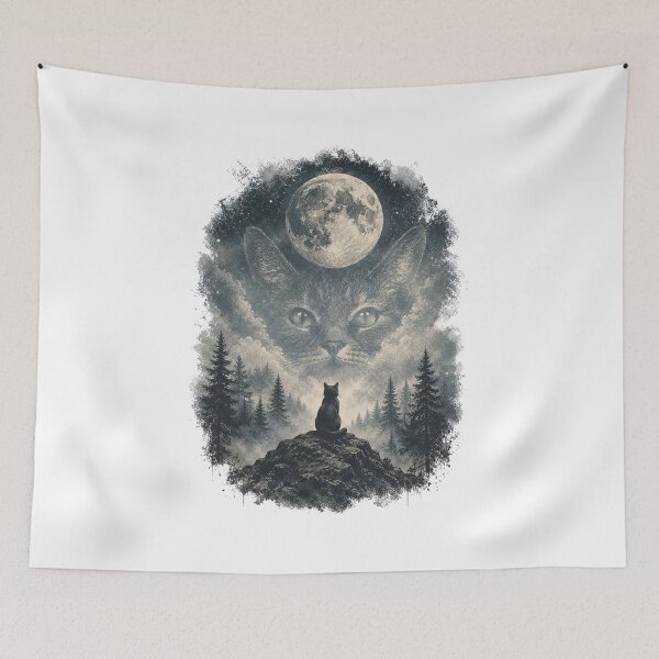 Item preview, Cat In Forest, Moon, silhouette. designed and sold by T shirts Collective.