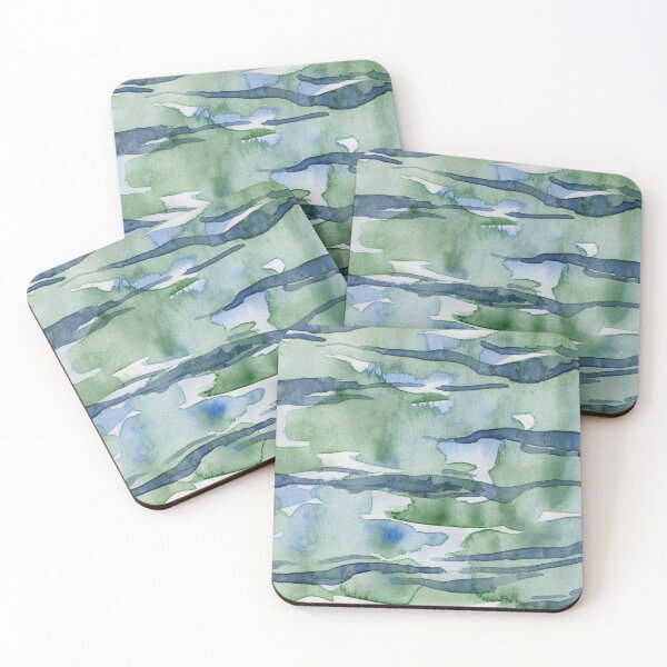 Item preview, Green Water Reflections | Abstract Watercolor designed and sold by DzinkaDreamArt.