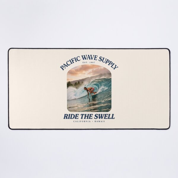 Item preview, Vintage Surf Sunset – Pacific Wave Supply | Retro surfer ocean design designed and sold by CHROMA NOIR.