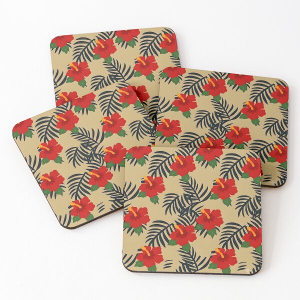 Item preview, Hawaiian Pattern of Hibiscus Flowers, Summer Nets and Tropical Leaves designed and sold by StyleArtStudio.