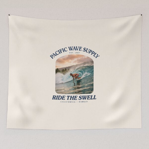 Item preview, Vintage Surf Sunset – Pacific Wave Supply | Retro surfer ocean design designed and sold by CHROMA NOIR.
