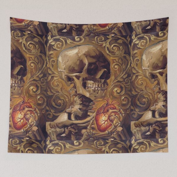 Item preview, Anatomy of the Soul - Skull with Heart in Oil Painting Style designed and sold by Purpleclomb.