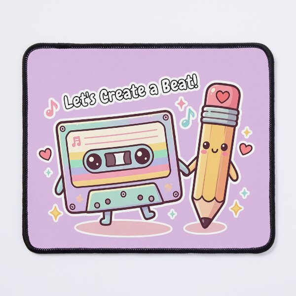 Item preview, Cute Kawaii Cassette Tape & Pencil | Let's Create A Beat designed and sold by jo-e-basta.