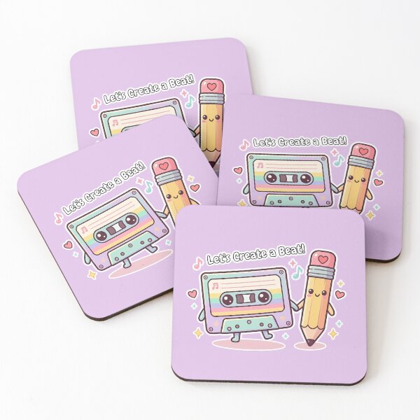 Item preview, Cute Kawaii Cassette Tape & Pencil | Let's Create A Beat designed and sold by jo-e-basta.