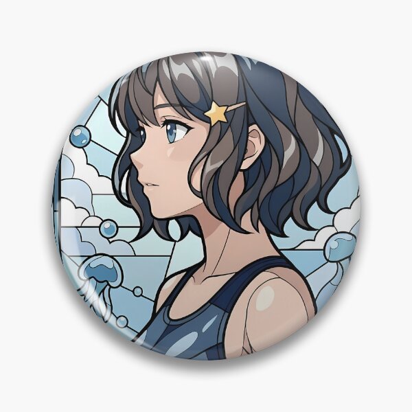 Item preview, Tomoe Koga Bunny Girl Senpai Aquatic Blue Stained Glass Portrait designed and sold by mildaclairmo.