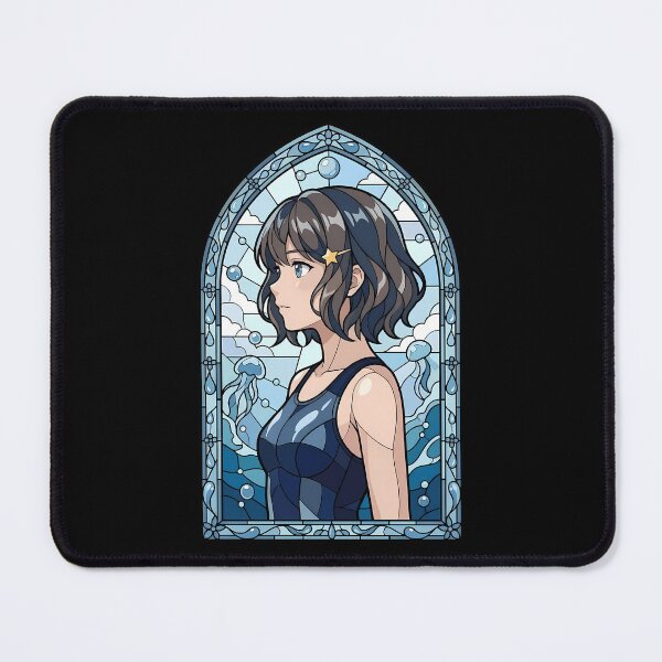 Item preview, Tomoe Koga Bunny Girl Senpai Aquatic Blue Stained Glass Portrait designed and sold by mildaclairmo.