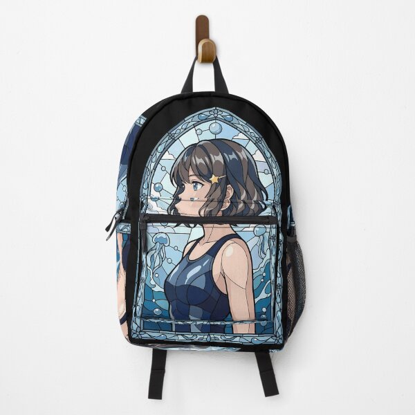 Item preview, Tomoe Koga Bunny Girl Senpai Aquatic Blue Stained Glass Portrait designed and sold by mildaclairmo.