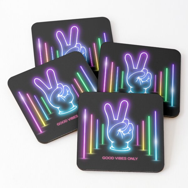 Item preview, Good Vibes Only Neon Peace Sign Retro Rave Art designed and sold by rich-moda.