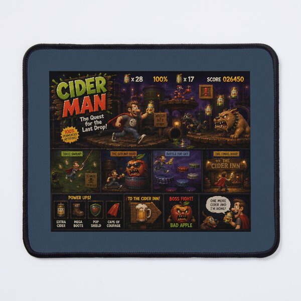 Item preview, Cider Man Retro Arcade Gaming Funny Cider Design designed and sold by Hornace88studio.