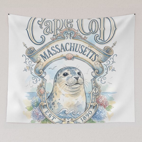 Item preview, Cape Cod Massachusetts Harbor Seal Vintage Emblem designed and sold by castillomiami.