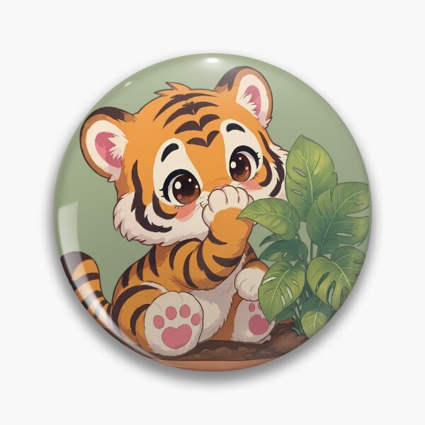 Artikelvorschau, Kawaii Tiger mit Monstera-Pflanzenaufkleber entworfen und verkauft von jo-e-basta.