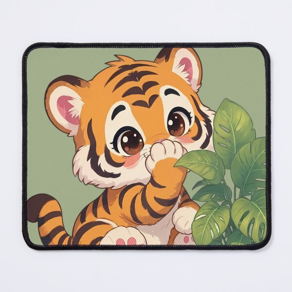 Item preview, Kawaii Tiger with Monstera Plant Sticker designed and sold by jo-e-basta.