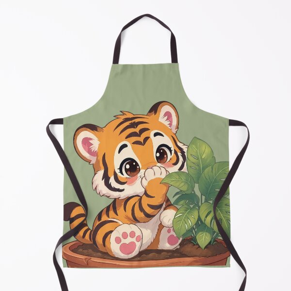 Item preview, Kawaii Tiger with Monstera Plant Sticker designed and sold by jo-e-basta.