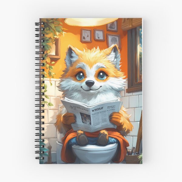 Item preview, Wolf Newspaper Bathroom Kawaii Foxlike Cozy Orange Reader designed and sold by mildaclairmo.