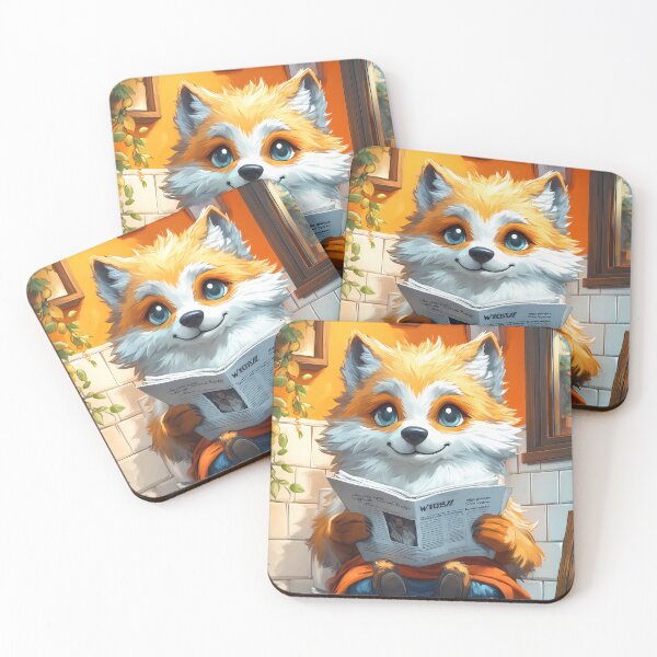 Item preview, Wolf Newspaper Bathroom Kawaii Foxlike Cozy Orange Reader designed and sold by mildaclairmo.