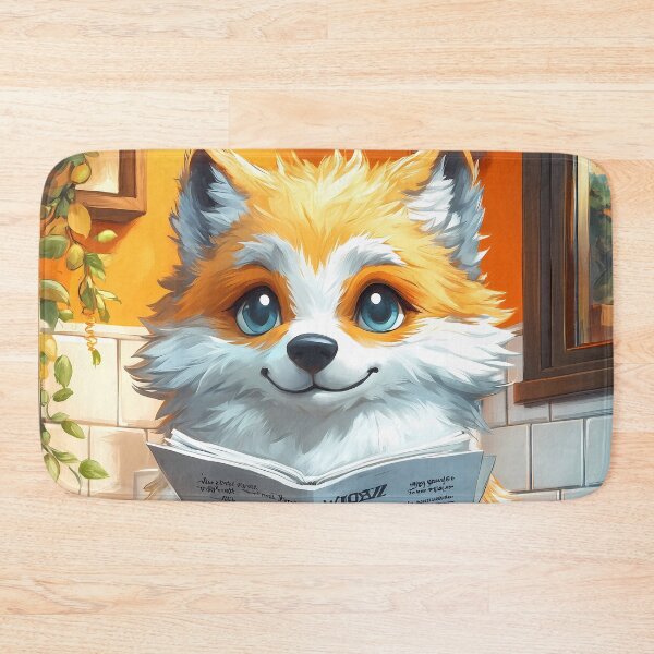 Item preview, Wolf Newspaper Bathroom Kawaii Foxlike Cozy Orange Reader designed and sold by mildaclairmo.