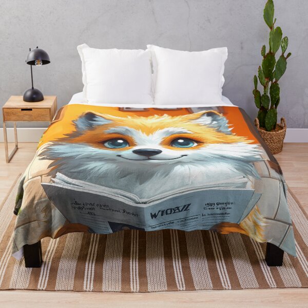 Item preview, Wolf Newspaper Bathroom Kawaii Foxlike Cozy Orange Reader designed and sold by mildaclairmo.