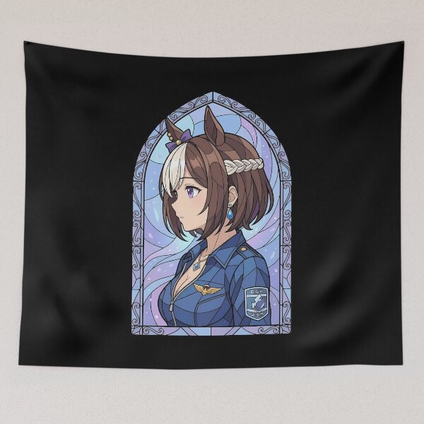 Item preview, Special Week Uma Musume Elegant Blue Stained Glass Portrait designed and sold by mildaclairmo.