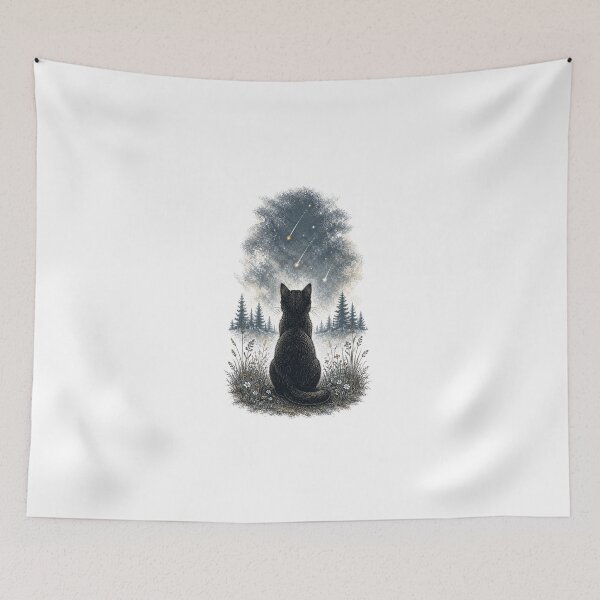 Item preview, Black Cat Stargazer, Shooting Stars. designed and sold by T shirts Collective.