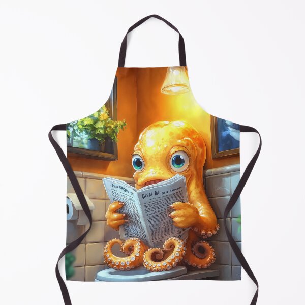 Item preview, Octopus Newspaper Bathroom Kawaii Sea Animal Reading Humor designed and sold by mildaclairmo.