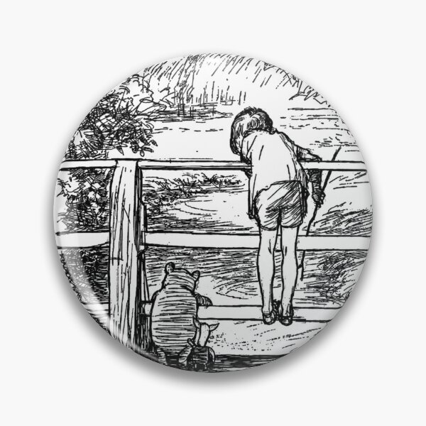 Item preview, Pooh, Piglet, and Christopher Robin on the Bridge - Vintage Winnie the Pooh Illustration – Pooh & Christopher Robin – Classic Children's Wall Art designed and sold by RickE.