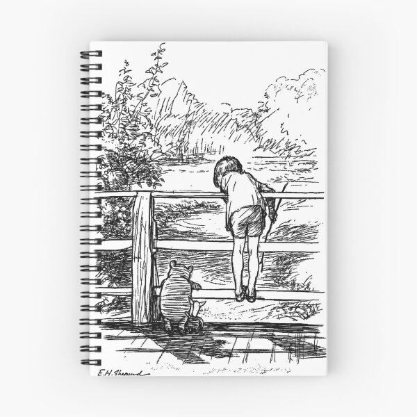Item preview, Pooh, Piglet, and Christopher Robin on the Bridge - Vintage Winnie the Pooh Illustration – Pooh & Christopher Robin – Classic Children's Wall Art designed and sold by RickE.