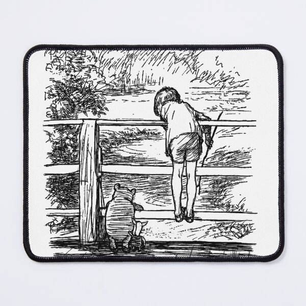 Item preview, Pooh, Piglet, and Christopher Robin on the Bridge - Vintage Winnie the Pooh Illustration – Pooh & Christopher Robin – Classic Children's Wall Art designed and sold by RickE.