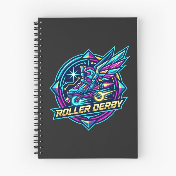 Item preview, Roller Derby Neon Cyberpunk Rocket Roller Skate Winged Crest designed and sold by KiwiRider.