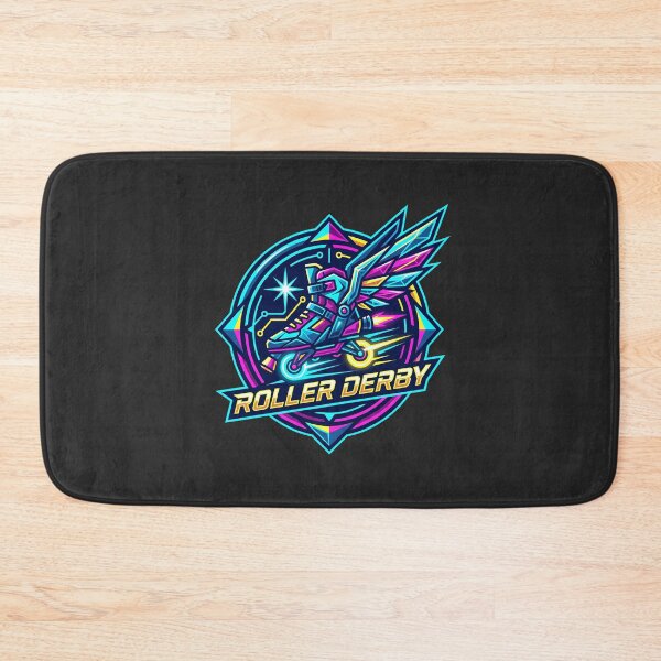 Item preview, Roller Derby Neon Cyberpunk Rocket Roller Skate Winged Crest designed and sold by KiwiRider.