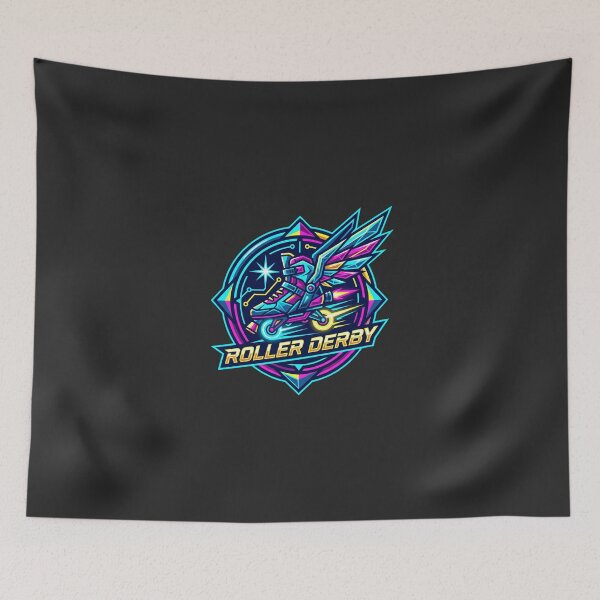 Item preview, Roller Derby Neon Cyberpunk Rocket Roller Skate Winged Crest designed and sold by KiwiRider.