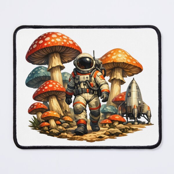 Item preview, Retro Sci-Fi Astronaut Exploring Giant Mushroom Planet designed and sold by builtforyou.