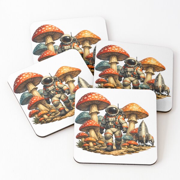 Item preview, Retro Sci-Fi Astronaut Exploring Giant Mushroom Planet designed and sold by builtforyou.