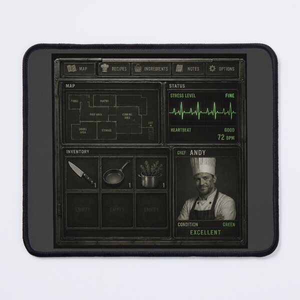 Item preview, Chef Survival Inventory Retro Gaming Kitchen Cooking Humour designed and sold by Hornace88studio.