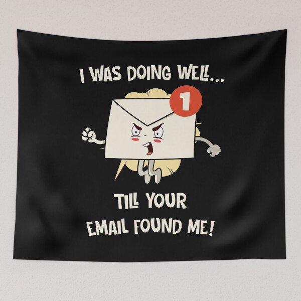 Item preview, Email humor - frustrated inbox office worker funny design (on dark colors) designed and sold by messy-nessie.