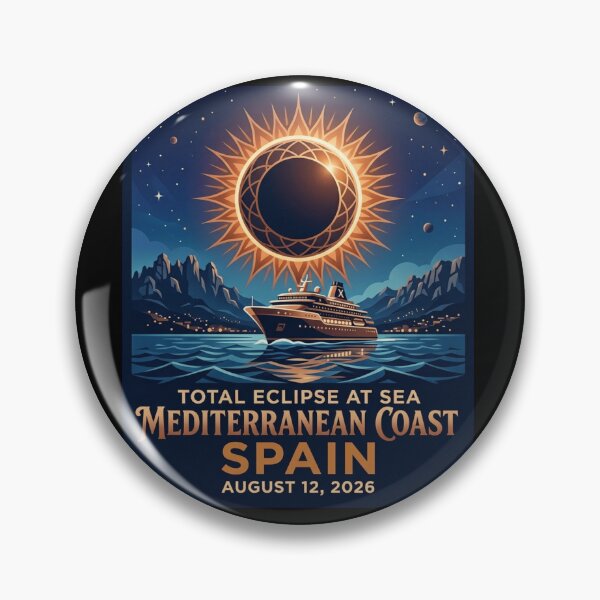 Item preview, Total Eclipse at Sea Mediterranean Coast Spain August 12 2026 Vintage Cruise Tee designed and sold by DreamDesigner01.