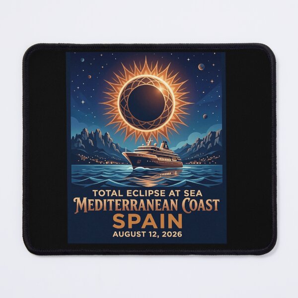 Item preview, Total Eclipse at Sea Mediterranean Coast Spain August 12 2026 Vintage Cruise Tee designed and sold by DreamDesigner01.