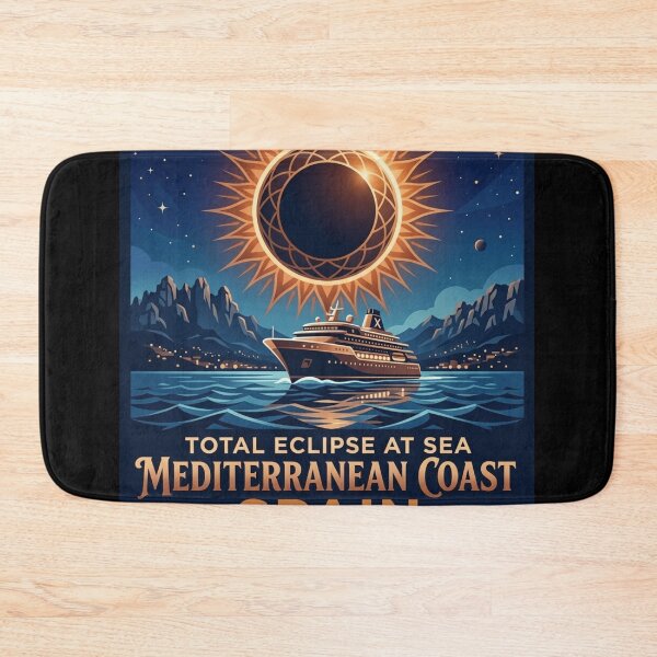Item preview, Total Eclipse at Sea Mediterranean Coast Spain August 12 2026 Vintage Cruise Tee designed and sold by DreamDesigner01.